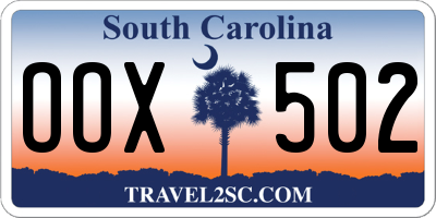 SC license plate OOX502