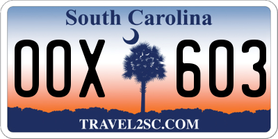 SC license plate OOX603