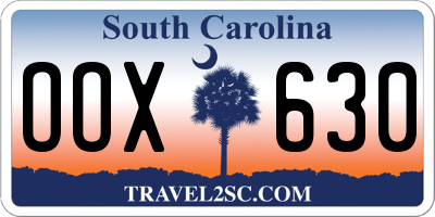 SC license plate OOX630