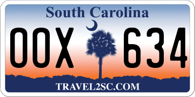 SC license plate OOX634