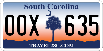 SC license plate OOX635