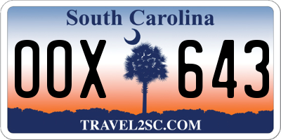 SC license plate OOX643