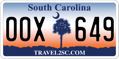 SC license plate OOX649