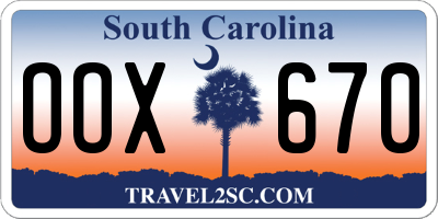 SC license plate OOX670