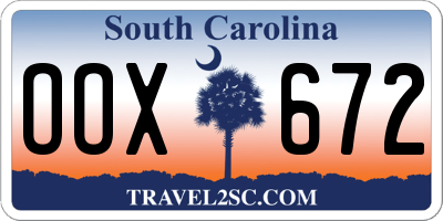 SC license plate OOX672