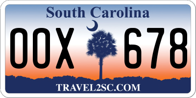 SC license plate OOX678