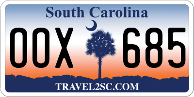 SC license plate OOX685