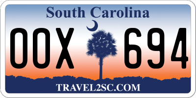 SC license plate OOX694