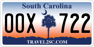 SC license plate OOX722