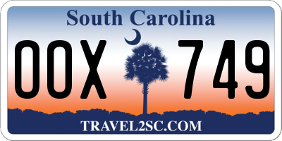SC license plate OOX749