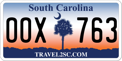 SC license plate OOX763
