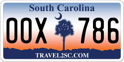 SC license plate OOX786