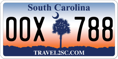 SC license plate OOX788