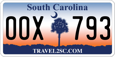 SC license plate OOX793