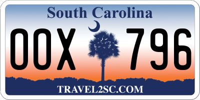 SC license plate OOX796
