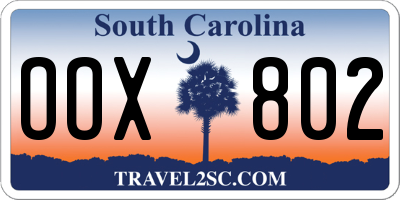 SC license plate OOX802