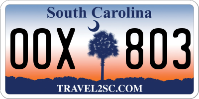 SC license plate OOX803