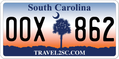 SC license plate OOX862