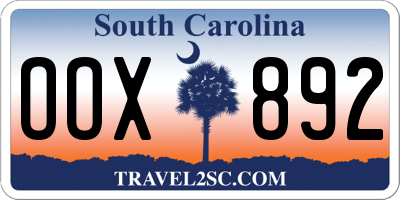 SC license plate OOX892