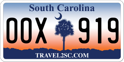 SC license plate OOX919