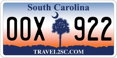 SC license plate OOX922