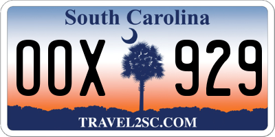 SC license plate OOX929