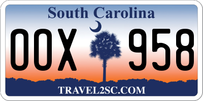 SC license plate OOX958