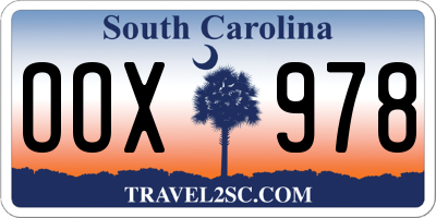 SC license plate OOX978