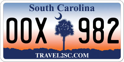 SC license plate OOX982