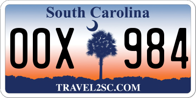 SC license plate OOX984