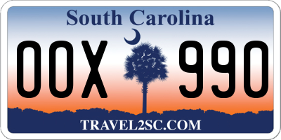SC license plate OOX990