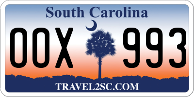 SC license plate OOX993
