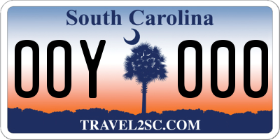 SC license plate OOY000