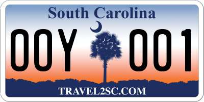 SC license plate OOY001