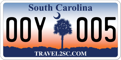 SC license plate OOY005