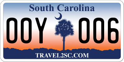 SC license plate OOY006
