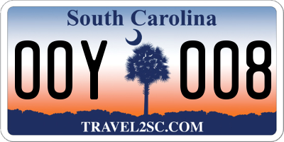 SC license plate OOY008