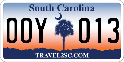 SC license plate OOY013