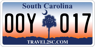 SC license plate OOY017