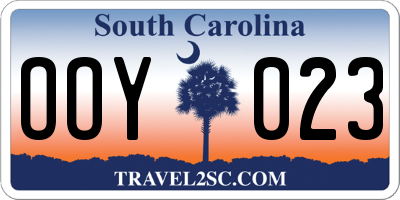 SC license plate OOY023