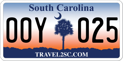 SC license plate OOY025