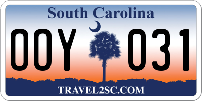 SC license plate OOY031