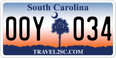 SC license plate OOY034