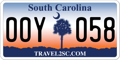 SC license plate OOY058