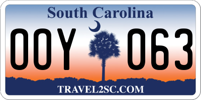 SC license plate OOY063
