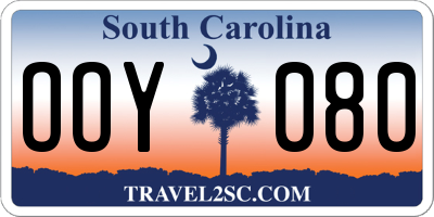 SC license plate OOY080