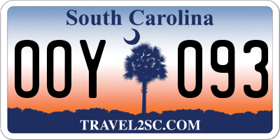 SC license plate OOY093