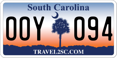 SC license plate OOY094