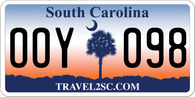 SC license plate OOY098