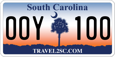 SC license plate OOY100